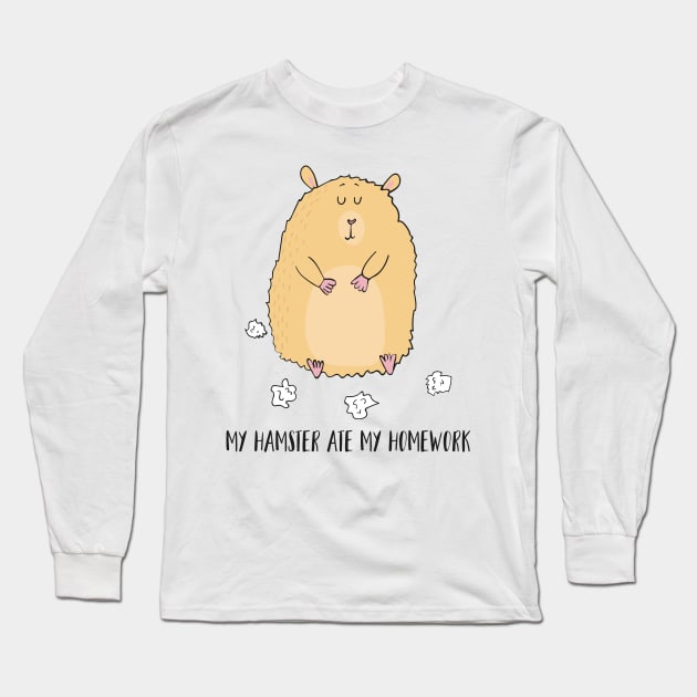 My Hamster Ate My Homework Long Sleeve T-Shirt by Dreamy Panda Designs